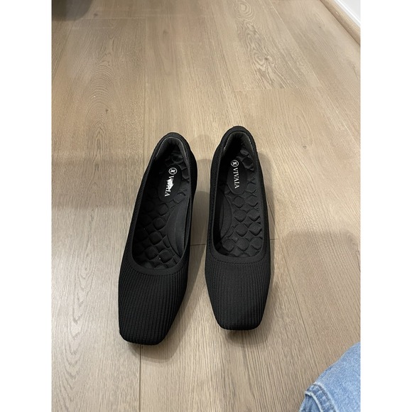 Vivaia Square-toe Wedge Pump  (Margot Wedge) Size 8 EU 39 Black Minimalist - Picture 1 of 4